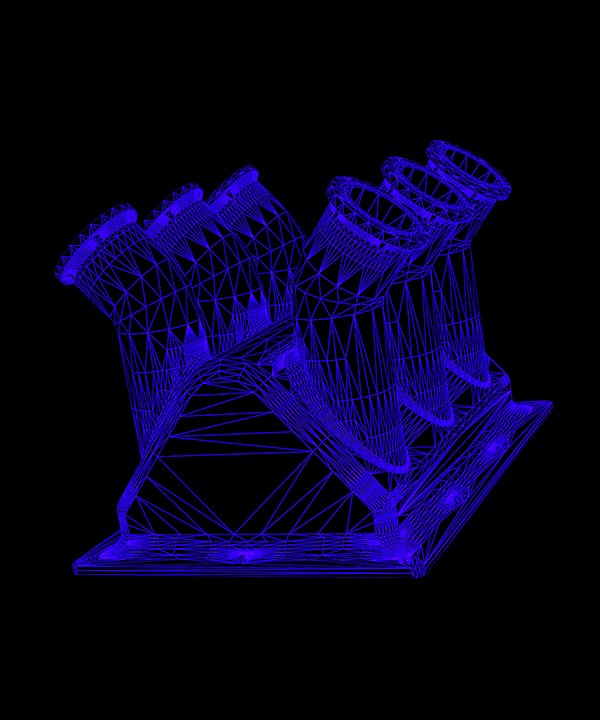 Wireframe di un collettore di aspirazione stampato 3D